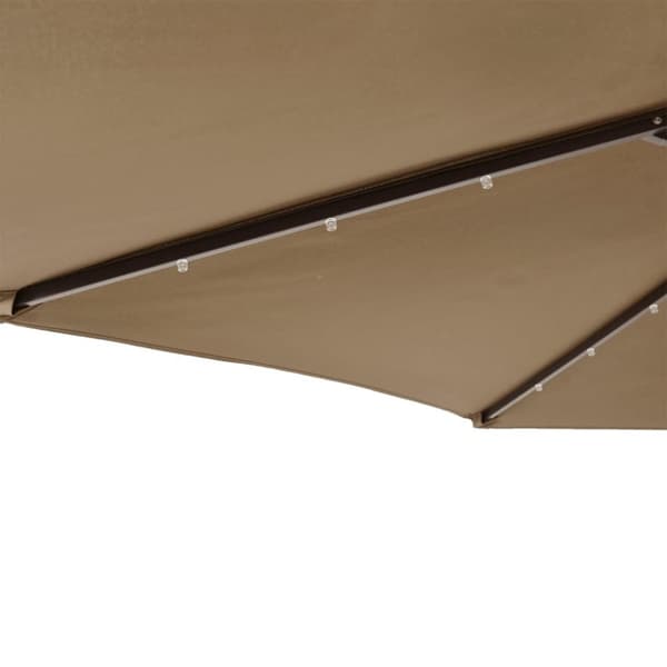 vidaXL Hageparasoll med LED og stålstang gråbrun 225x225x212 cm
