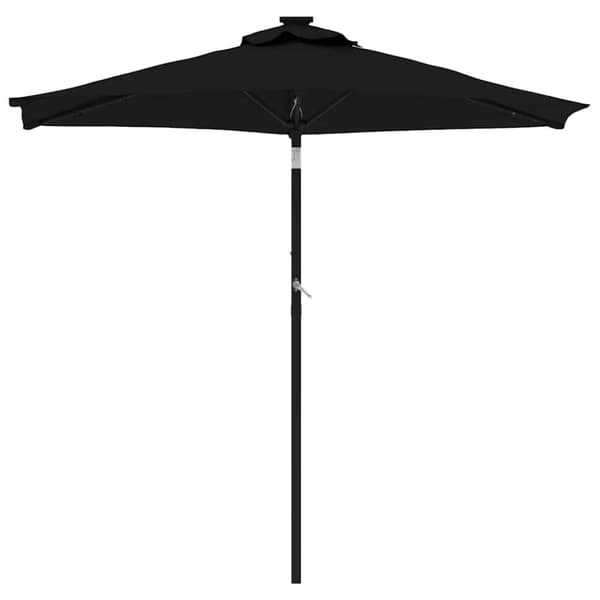 vidaXL Hageparasoll med LED og stålstang svart 225x225x212 cm