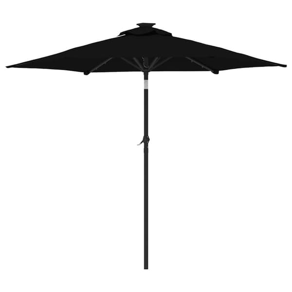 vidaXL Hageparasoll med LED og stålstang svart 225x225x212 cm