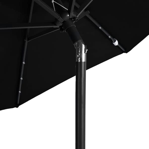 vidaXL Hageparasoll med LED og stålstang svart 225x225x212 cm