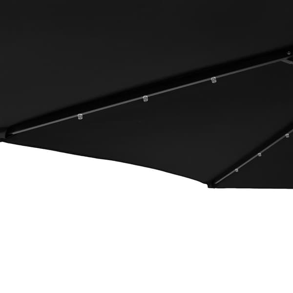 vidaXL Hageparasoll med LED og stålstang svart 225x225x212 cm