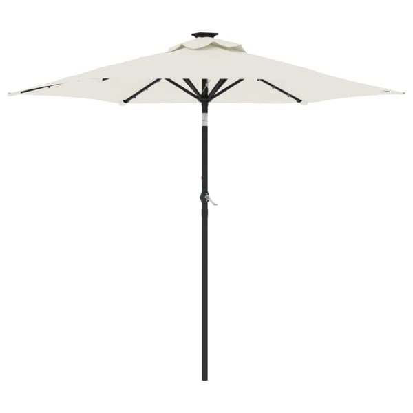 vidaXL parasol med LED-lys og stålstang 225x225x212 cm hvid