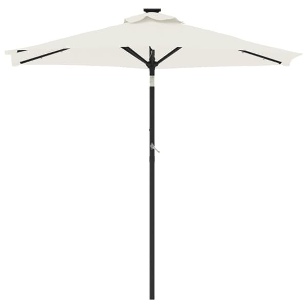 vidaXL Hageparasoll med LED og stålstang hvit 225x225x212 cm