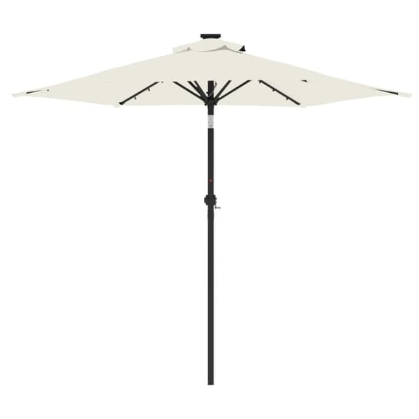 vidaXL Hageparasoll med LED og stålstang hvit 225x225x212 cm