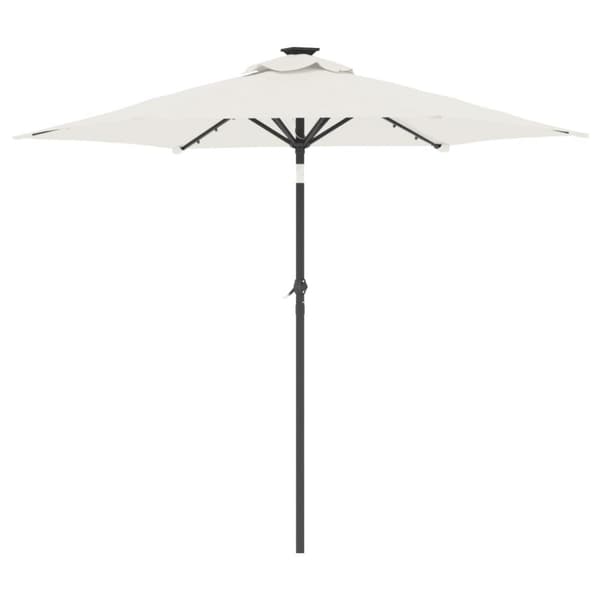 vidaXL Hageparasoll med LED og stålstang hvit 225x225x212 cm