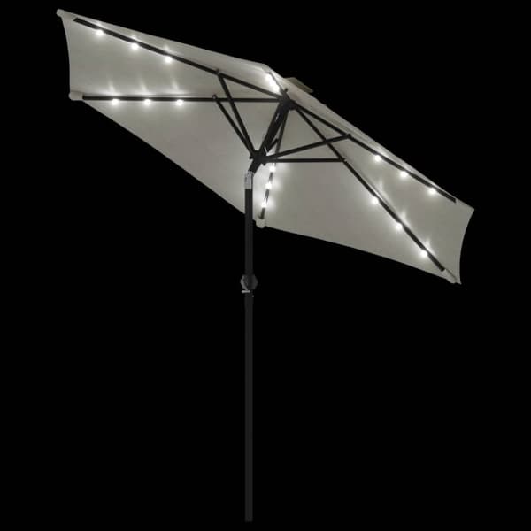 vidaXL Hageparasoll med LED og stålstang hvit 225x225x212 cm