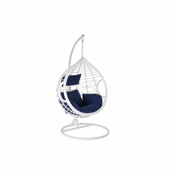 Hängande trädgårdsfåtölj DKD Home Decor Marinblå Vit Aluminium syntetisk rattan 90 x 70 x 110 cm (107 x 107 x 198 cm)