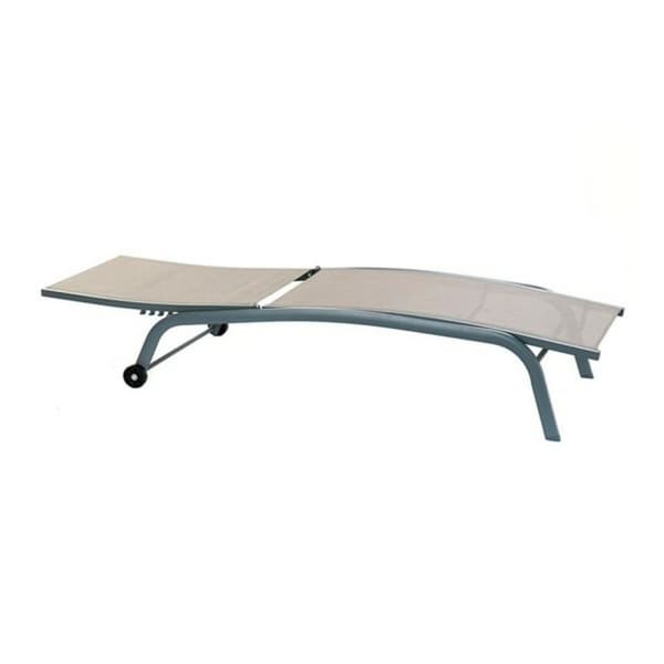 Aurinkotuoli DKD Home Decor Med hjul Grå PVC Aluminium (187,5 x 64 x 97 cm)