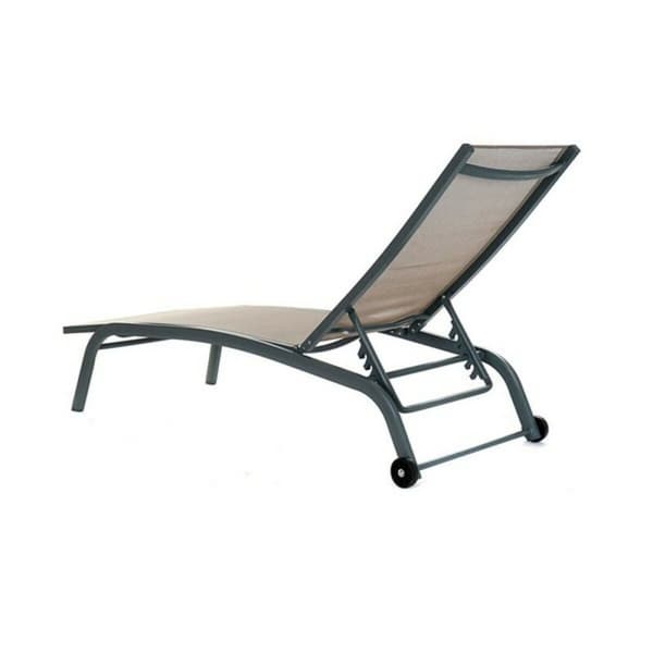 Aurinkotuoli DKD Home Decor Med hjul Grå PVC Aluminium (187,5 x 64 x 97 cm)