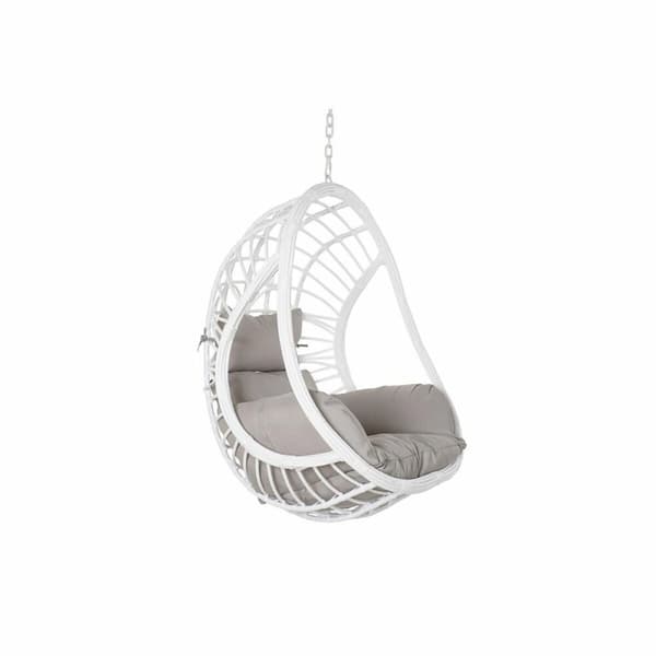 Hængende havestol DKD Home Decor 90 x 70 x 110 cm Grå Metal syntetisk spanskrør Hvid
