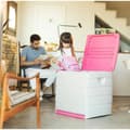 Miniatyrbillede 3 af 3: Kiste Plastiken 60 x 61 x 53 cm Beige Fuchsia Plastik