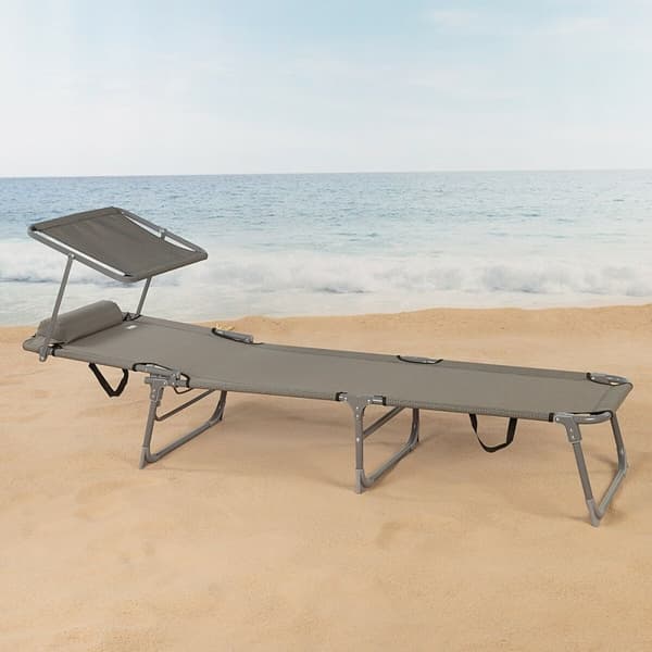 Ležalnik Aktive Foldbar Parasol Grå 193 x 30 x 53 cm