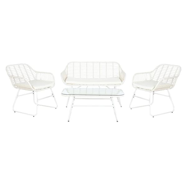 Have møbler DKD Home Decor Hvid 124 x 74 x 84 cm (4 Dele)