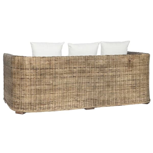 Havesofa Home ESPRIT Hvid Brun Natur Spanskrør 174 x 88 x 69 cm