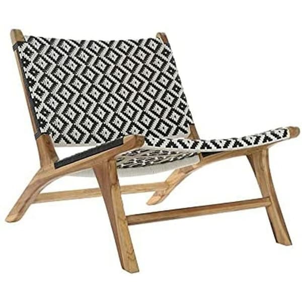 Puutarhatuoli DKD Home Decor Hvit Svart Naturell PVC Teak 65 x 80 x 68 cm
