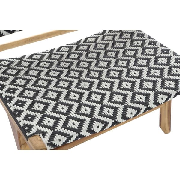 Puutarhatuoli DKD Home Decor Hvit Svart Naturell PVC Teak 65 x 80 x 68 cm