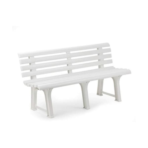 Benk med Ryggstøtte IPAE Progarden ORCHIDEA Hvit polypropylen (145 x 49 x 74 cm)