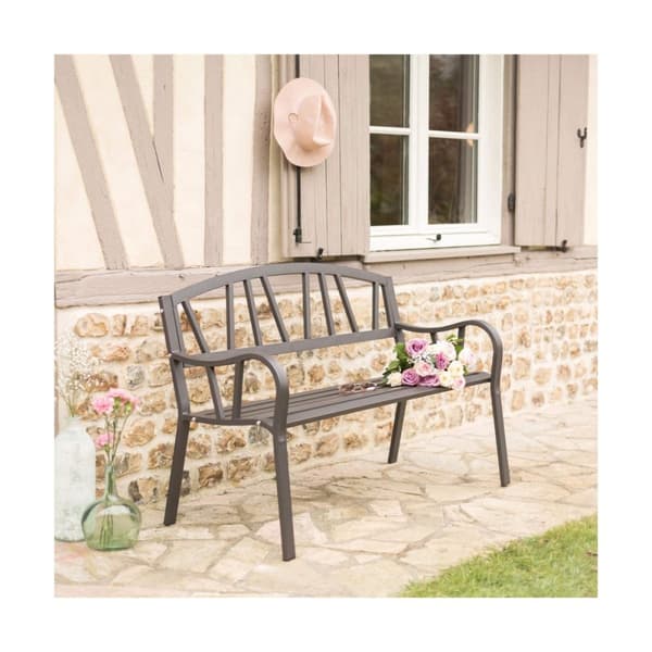 Benk med Ryggstøtte Antrasitt Jern (123 X 53 X 86 cm)