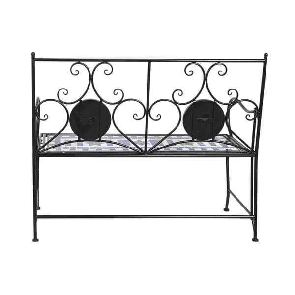 Benk DKD Home Decor Keramikk Mosaikk Svart Metall Flerfarget (111 x 54 x 88 cm)