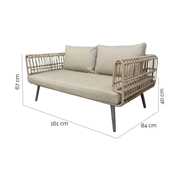 Toseter sofa Ariki Stål Rotting syntetisk rotting 161 x 84 x 67 cm