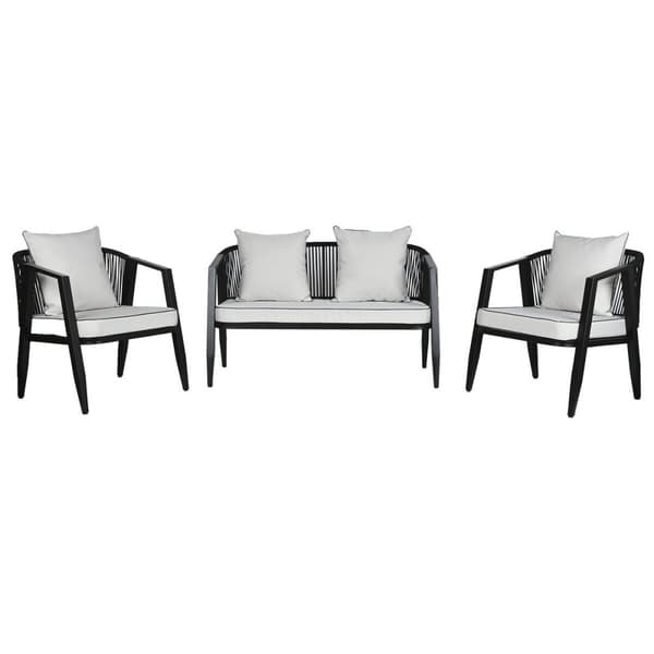 Hagemøbler Home ESPRIT Hvit Svart 123 x 66 x 72 cm 123 x 66 x 74 cm (4 Deler)