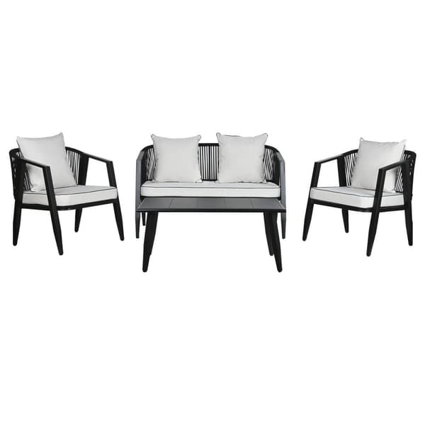 Hagemøbler Home ESPRIT Hvit Svart 123 x 66 x 72 cm 123 x 66 x 74 cm (4 Deler)