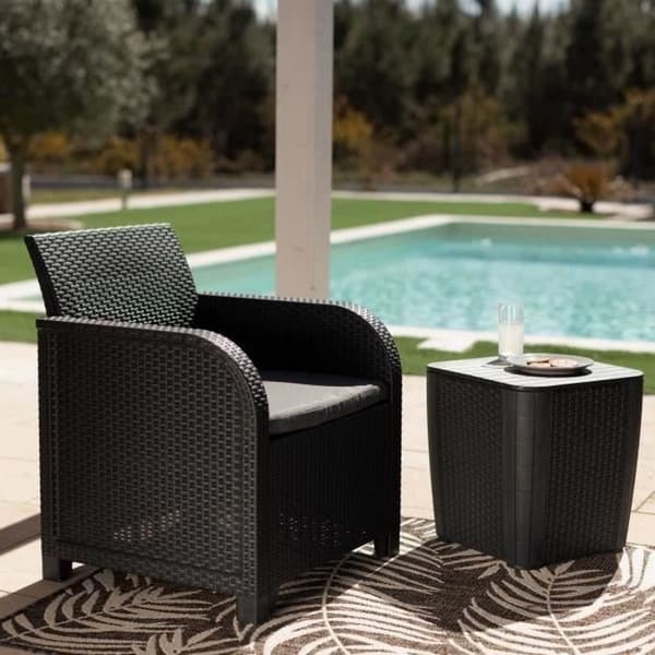 Trädgårdssoffa Allibert by KETER San Remo syntetisk rattan Mörkgrå PP (65 x 63 x 74 cm)