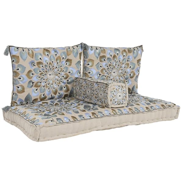 Trädgårdssoffa DKD Home Decor Blå Beige 155 x 76 x 65 cm 150 x 76 x 20 cm
