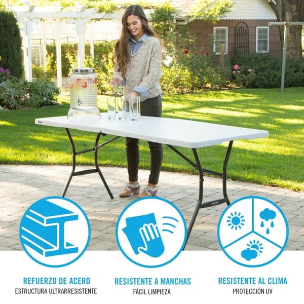 Fällbord Lifetime Vit 185 x 74 x 76 cm Stål Plast