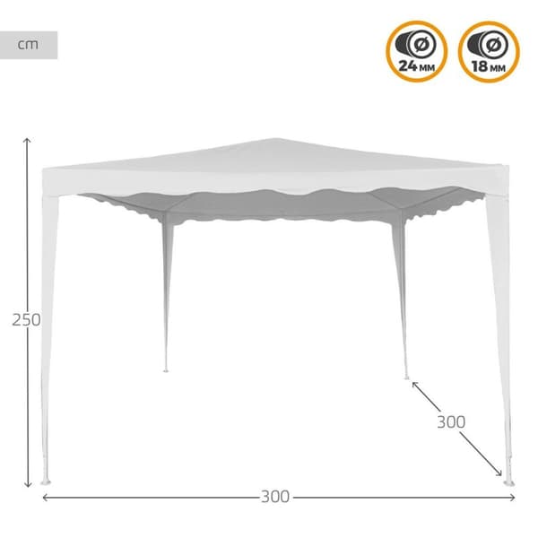 Gazebo Aktive 300 x 250 x 300 cm Stål Hvid Plastik
