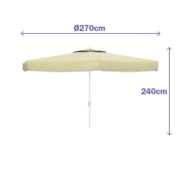 Marbueno Aluminium Parasoll 8 Spokes D270 cm Polyester Vit Trädgård, Pool och Terrass 10182