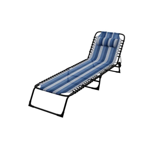 Marbueno Fällbar Stål Solstol Med Kudde Trädgård och Pool 190X58X27 cm Blå Randiga 10171