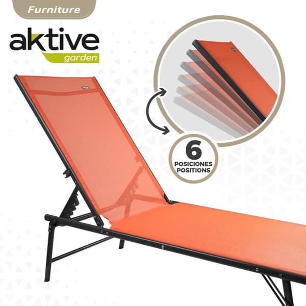 Kallistuva aurinkotuoli Aktive Oranssi 180 x 35 x 49 cm (2 osaa)