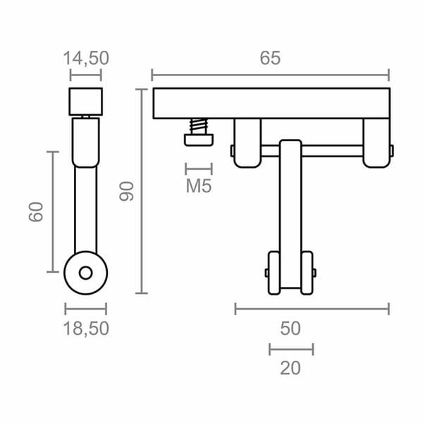 Remskive til pergola Micel TLD21 Nylon 65 x 18,5 x 90 mm Løber Hvid