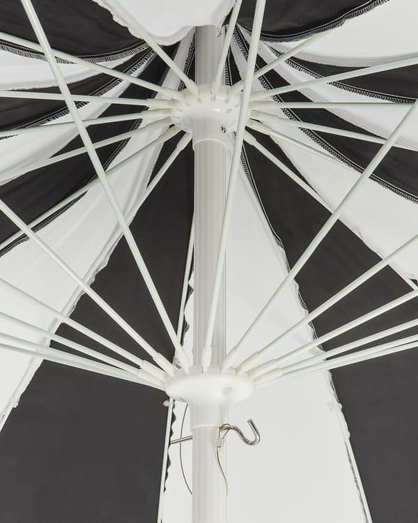 Parasoll Svart Hvit Polyesterstoff Aluminiumsstang ø 245 cm Moderne design Hagemøbler Solskjerming