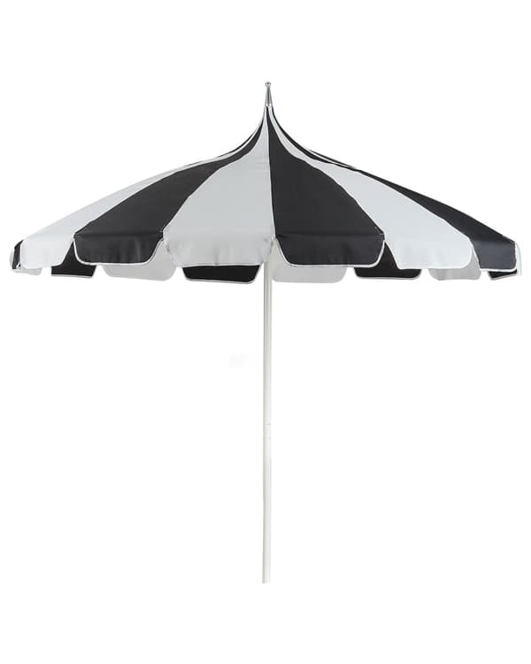 Parasoll Svart Hvit Polyesterstoff Aluminiumsstang ø 245 cm Moderne design Hagemøbler Solskjerming