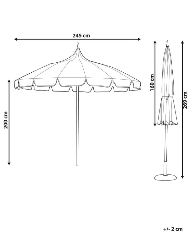 Parasoll Beige Hvit Polyesterstoff Aluminiumsstang ø 245 cm Moderne design Hagemøbler Solskjerming