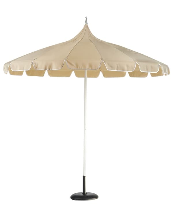 Parasoll Beige Hvit Polyesterstoff Aluminiumsstang ø 245 cm Moderne design Hagemøbler Solskjerming