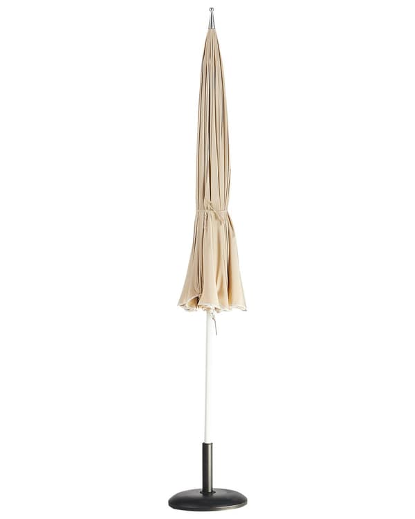 Parasoll Beige Hvit Polyesterstoff Aluminiumsstang ø 245 cm Moderne design Hagemøbler Solskjerming