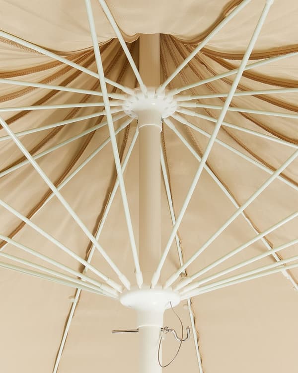 Parasoll Beige Hvit Polyesterstoff Aluminiumsstang ø 245 cm Moderne design Hagemøbler Solskjerming
