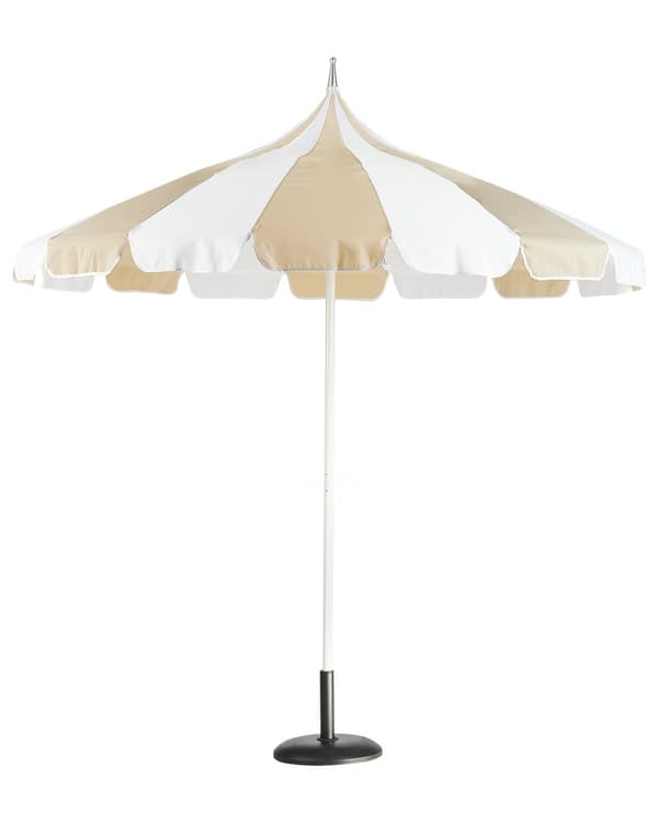 Parasoll Beige Hvit Polyesterstoff Aluminiumsstang ø 245 cm Moderne design Hagemøbler Solskjerming