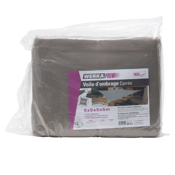 Taupe shade segel WERKA PRO 5 x 5 m