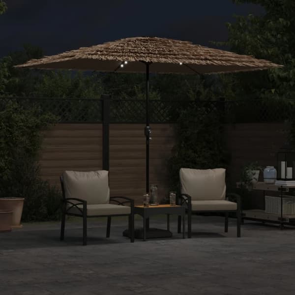 vidaXL haveparasol med LED-lys og stålstang 300x200x250 cm brun