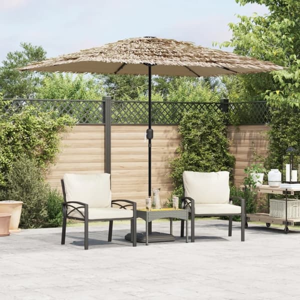 vidaXL haveparasol med LED-lys og stålstang 300x200x250 cm brun