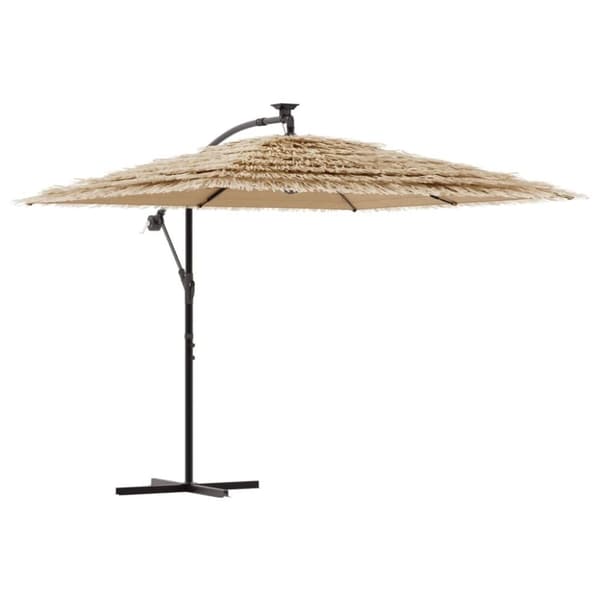 vidaXL haveparasol med LED-lys og stålstang 246x246x230 cm brun