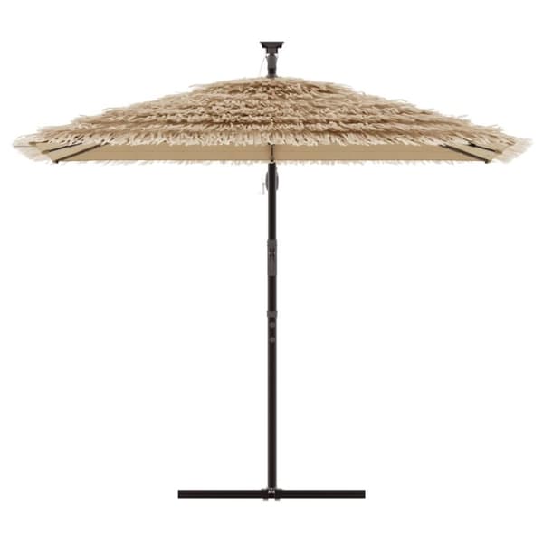 vidaXL haveparasol med LED-lys og stålstang 246x246x230 cm brun