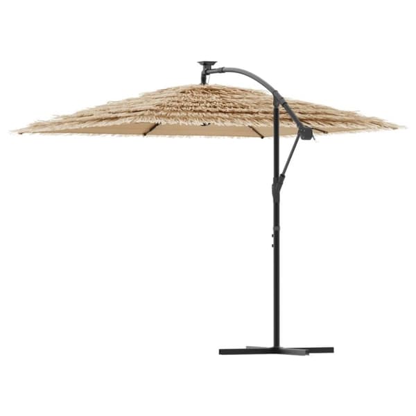 vidaXL haveparasol med LED-lys og stålstang 246x246x230 cm brun