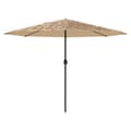 Miniatyrbilde 6 av 11: vidaXL Hageparasoll med LED med stålstang brun 324x324x247 cm