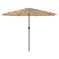 Miniatyrbilde 7 av 11: vidaXL Hageparasoll med LED med stålstang brun 324x324x247 cm