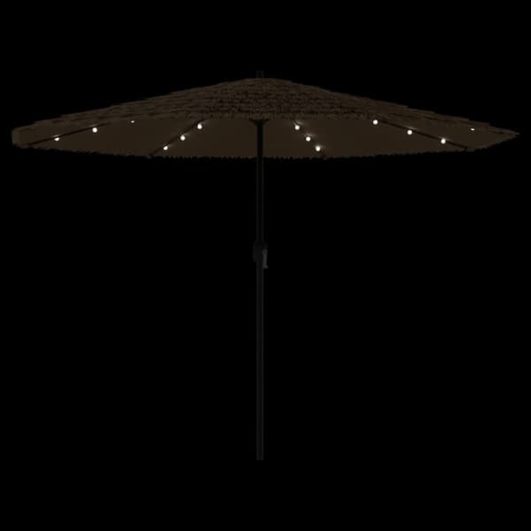 vidaXL Hageparasoll med LED med stålstang brun 324x324x247 cm